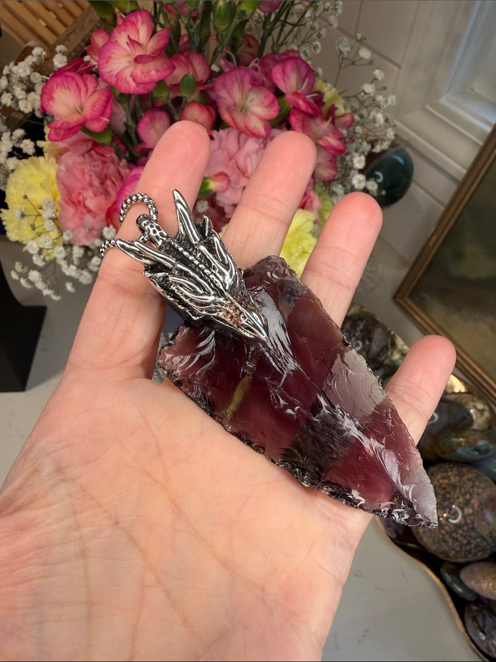 Ice Obsidian Dragon Necklace: N2043